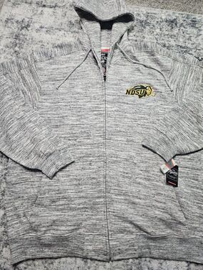 NDSU Bison Franchise Club NCAA Full Zip Hoodie Jacket Heather Gray Size XXXL NWT